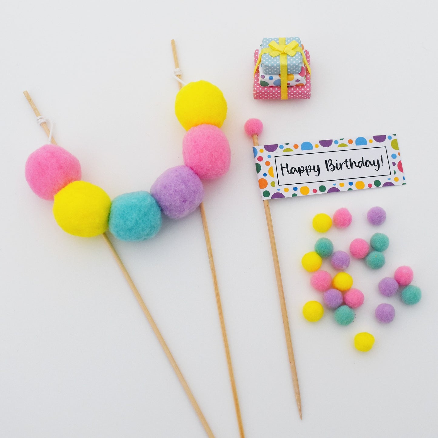 rainbow birthday cake topper set
