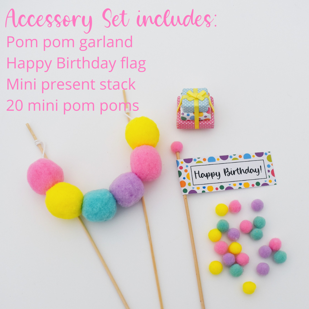 bright rainbow cake topper accessory set