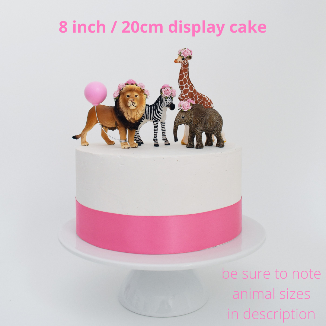 pink jungle party animal cake toppers