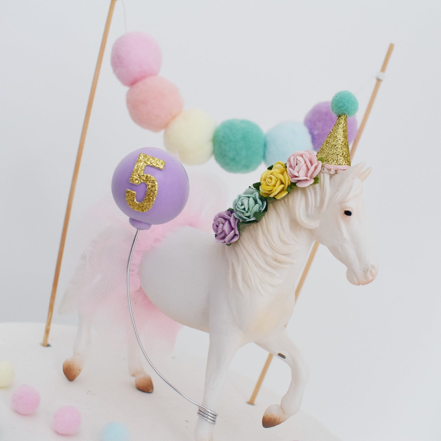 Horse Cake Topper, Pastel Rainbow