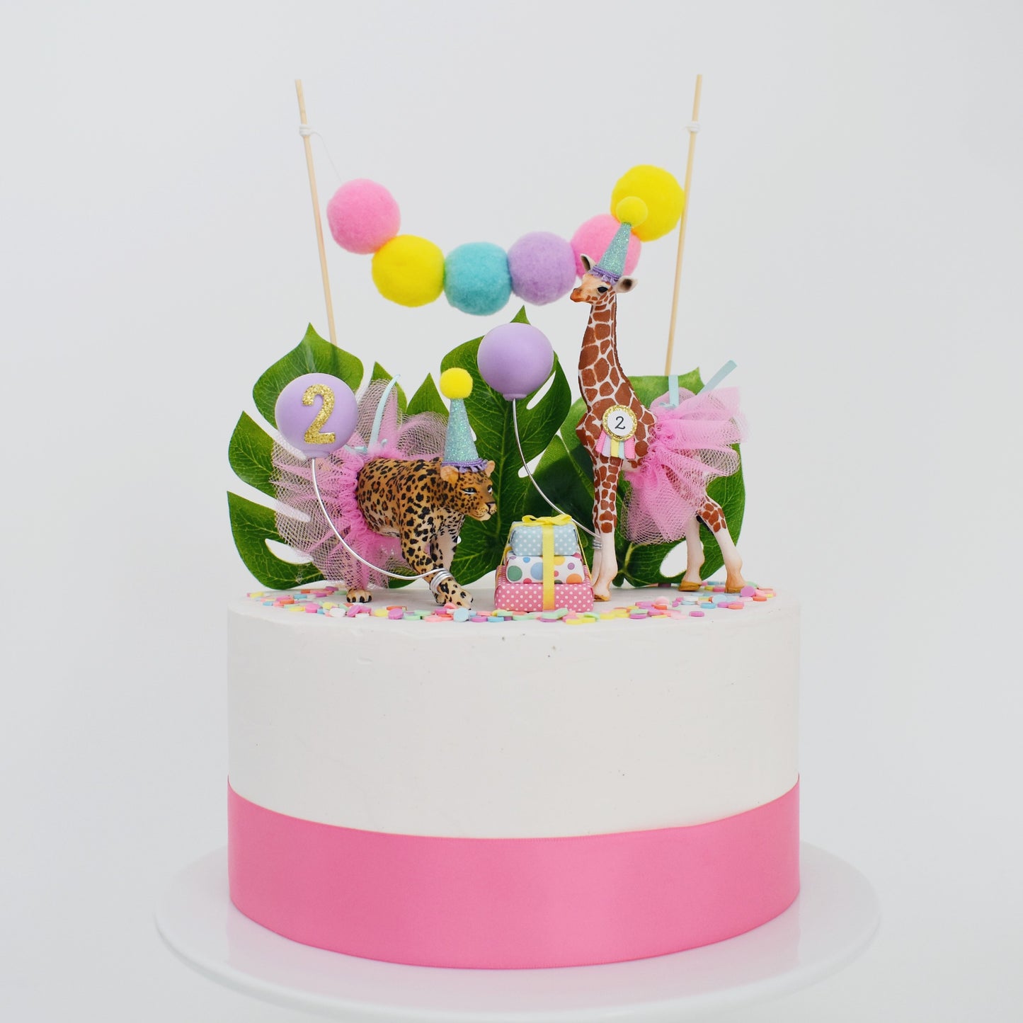 rainbow safari birthday cake topper