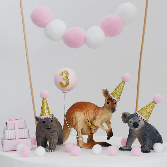 pink australian animal cake topper decorations