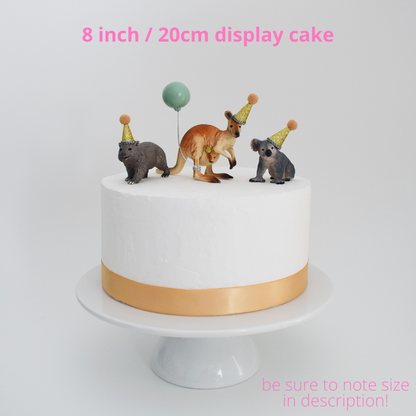 Australian Animal Cake Toppers in Sage Green: Kangaroo, Koala & Wombat