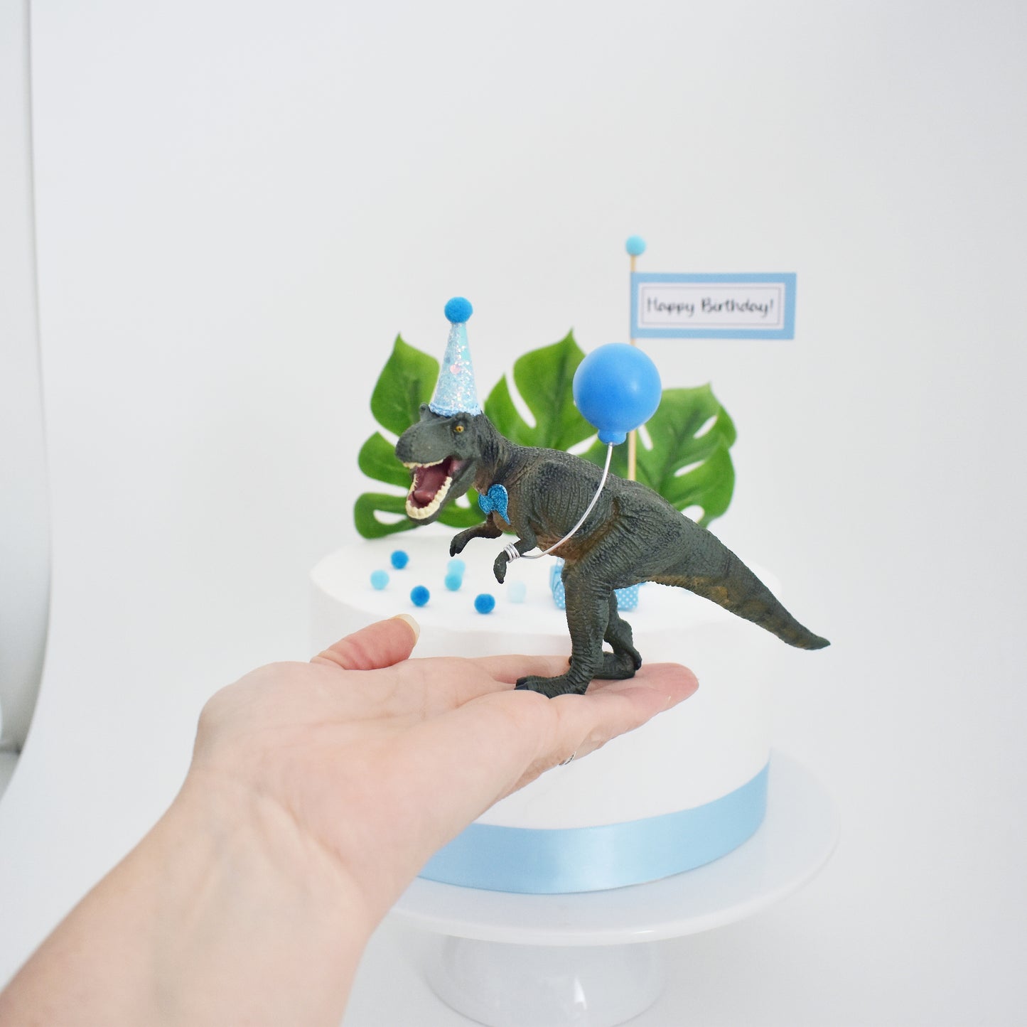 Blue T-Rex Dinosaur Cake Topper