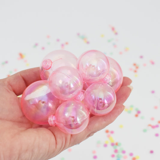 Bubble Ball Cake Toppers - Pink, White or Clear - Set of 8