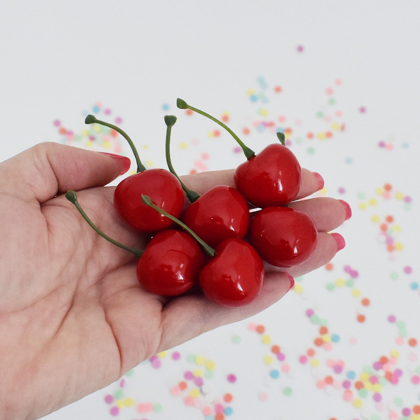 faux red cherry cake topper