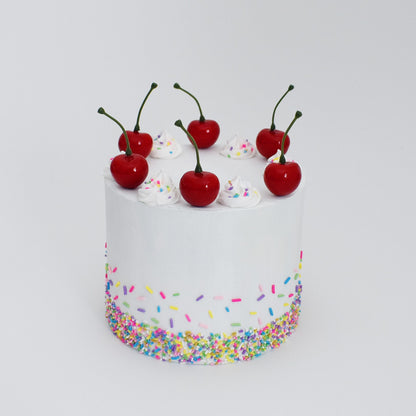 faux cherry cake topper for cake and cupcake