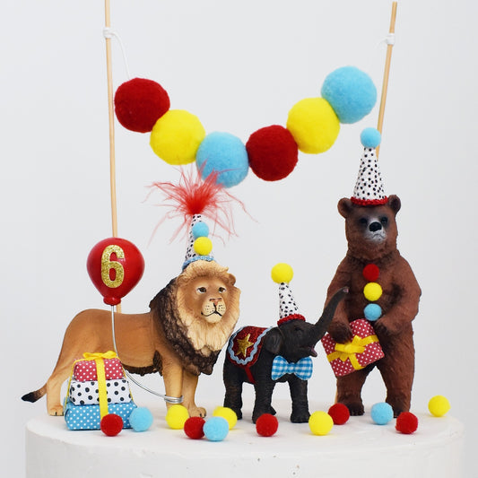 Circus Animal Cake Toppers: Lion, Bear & Elephant