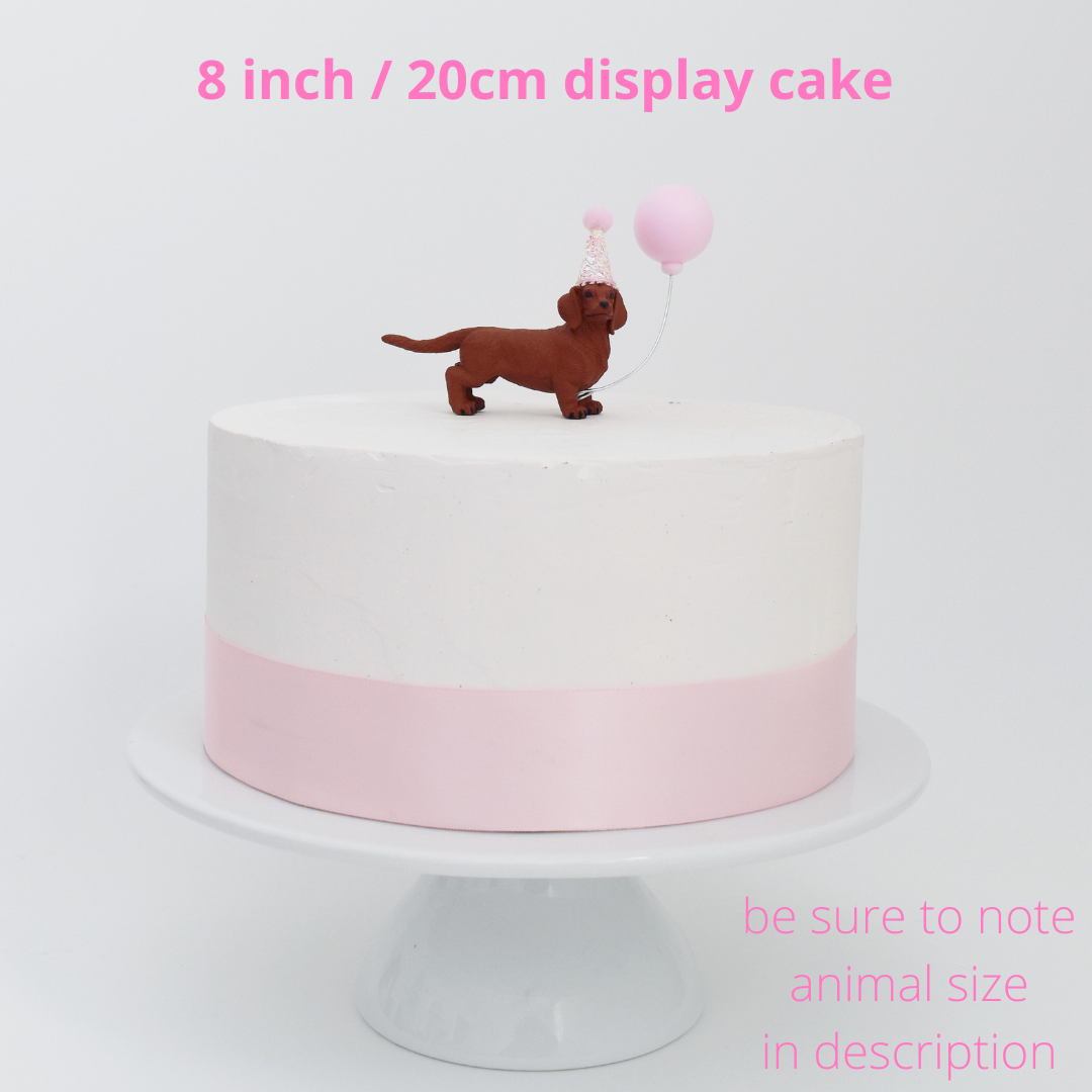 dachshund with party hat birthday cake decoration