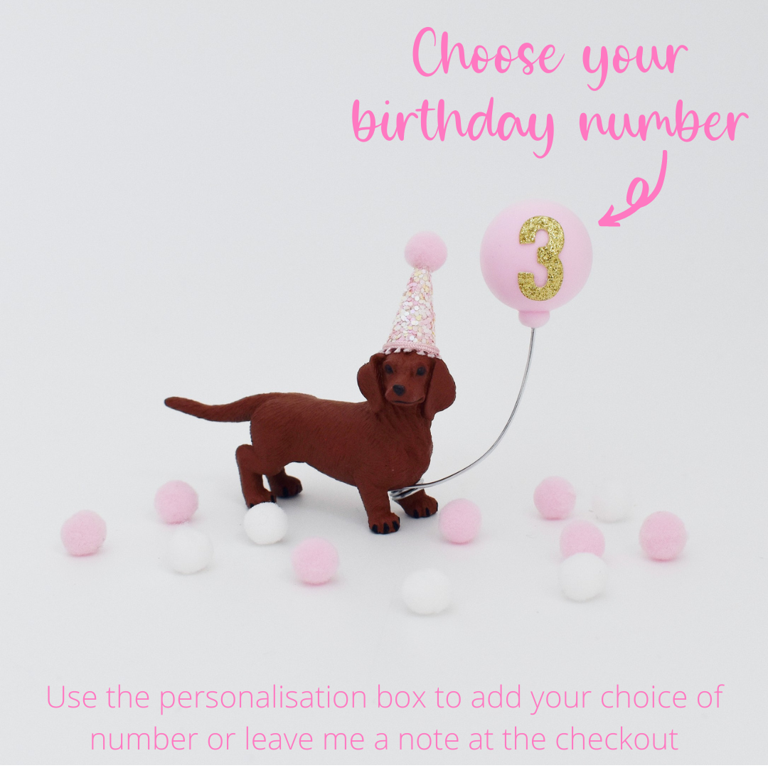pink dachshund party animal cake topper