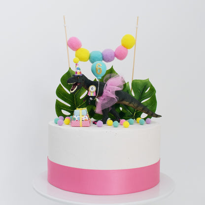 dinosaur with tutu rainbow birthday cake