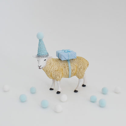 sheep with party hat cake topper