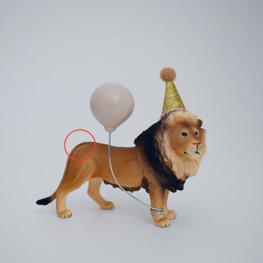 IMPERFECT / SECONDS Lion Cake Topper with Party Hat & Balloon, Neutral