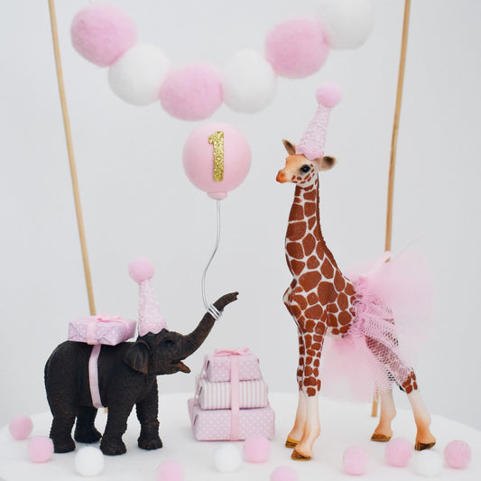 pink safari cake toppers for girls first birthday