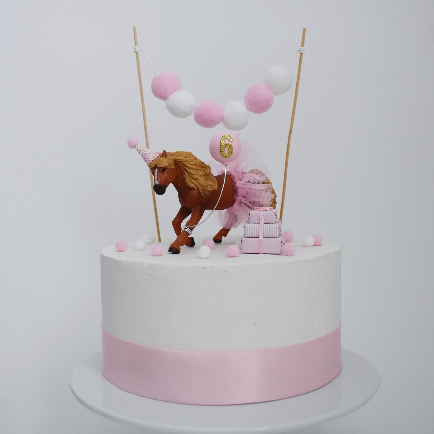pink horse theme birthday cake