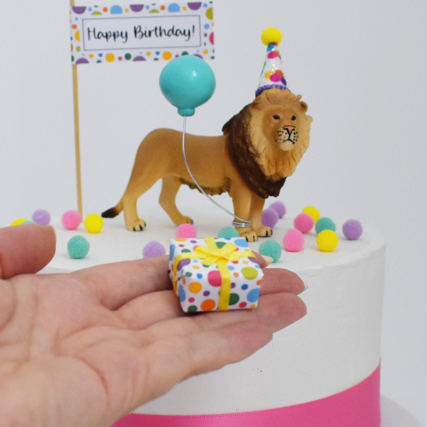 rainbow mini present cake topper