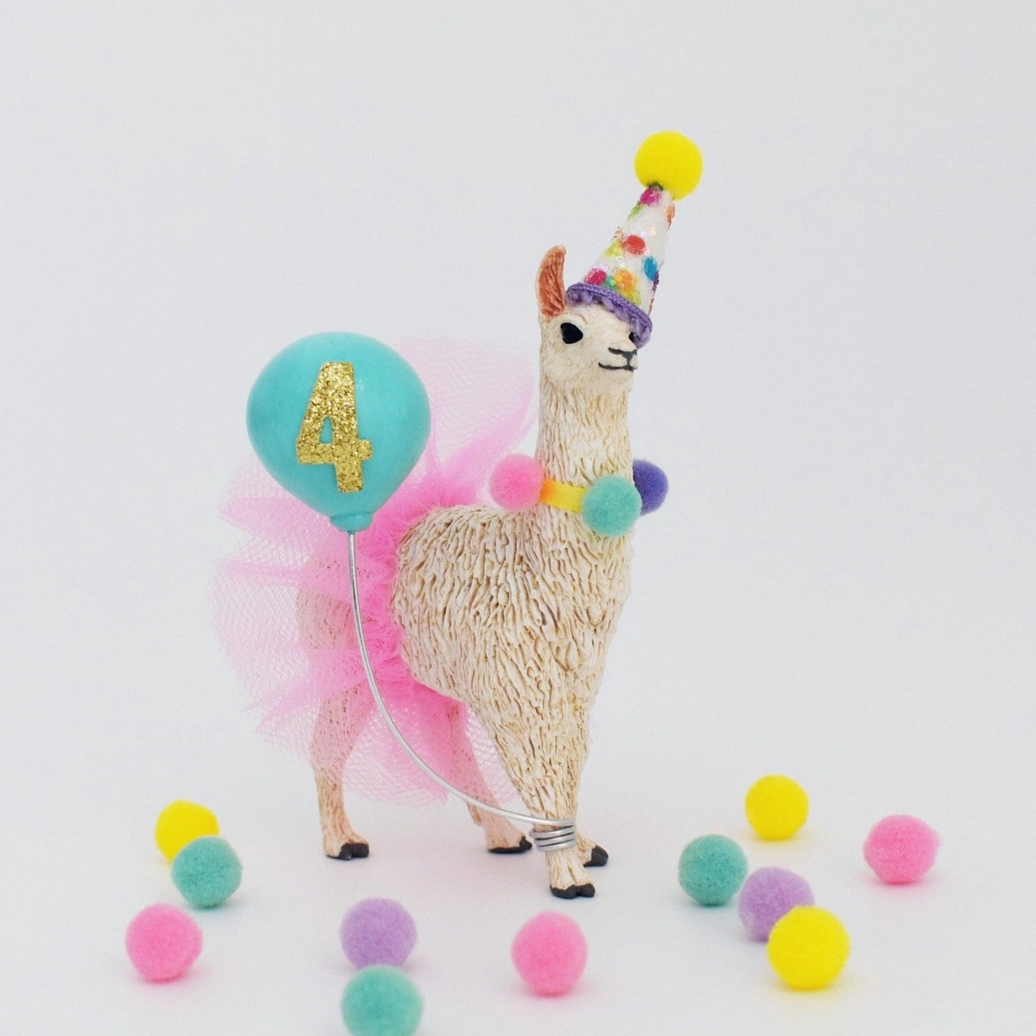 rainbow llama birthday cake topper