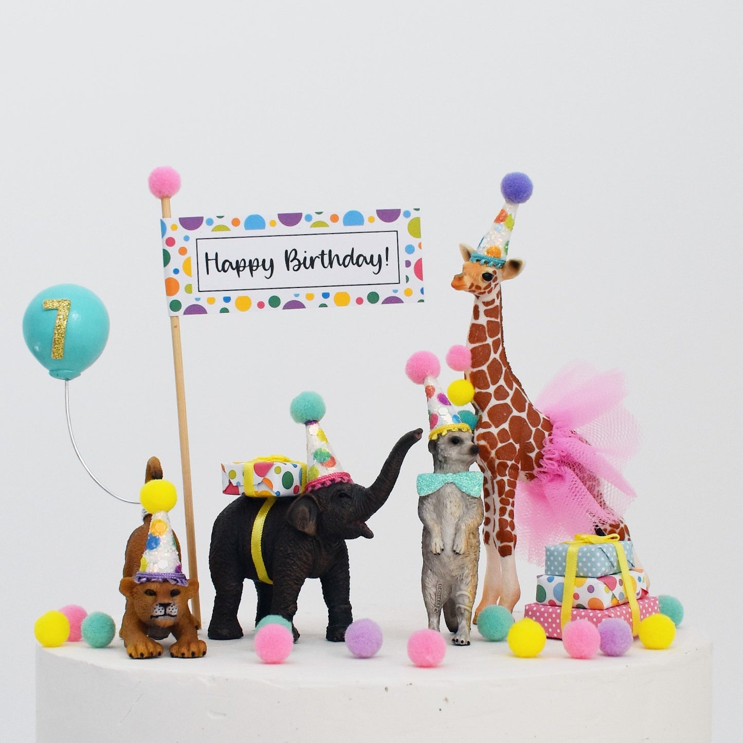 Rainbow Safari Animal Cake Toppers