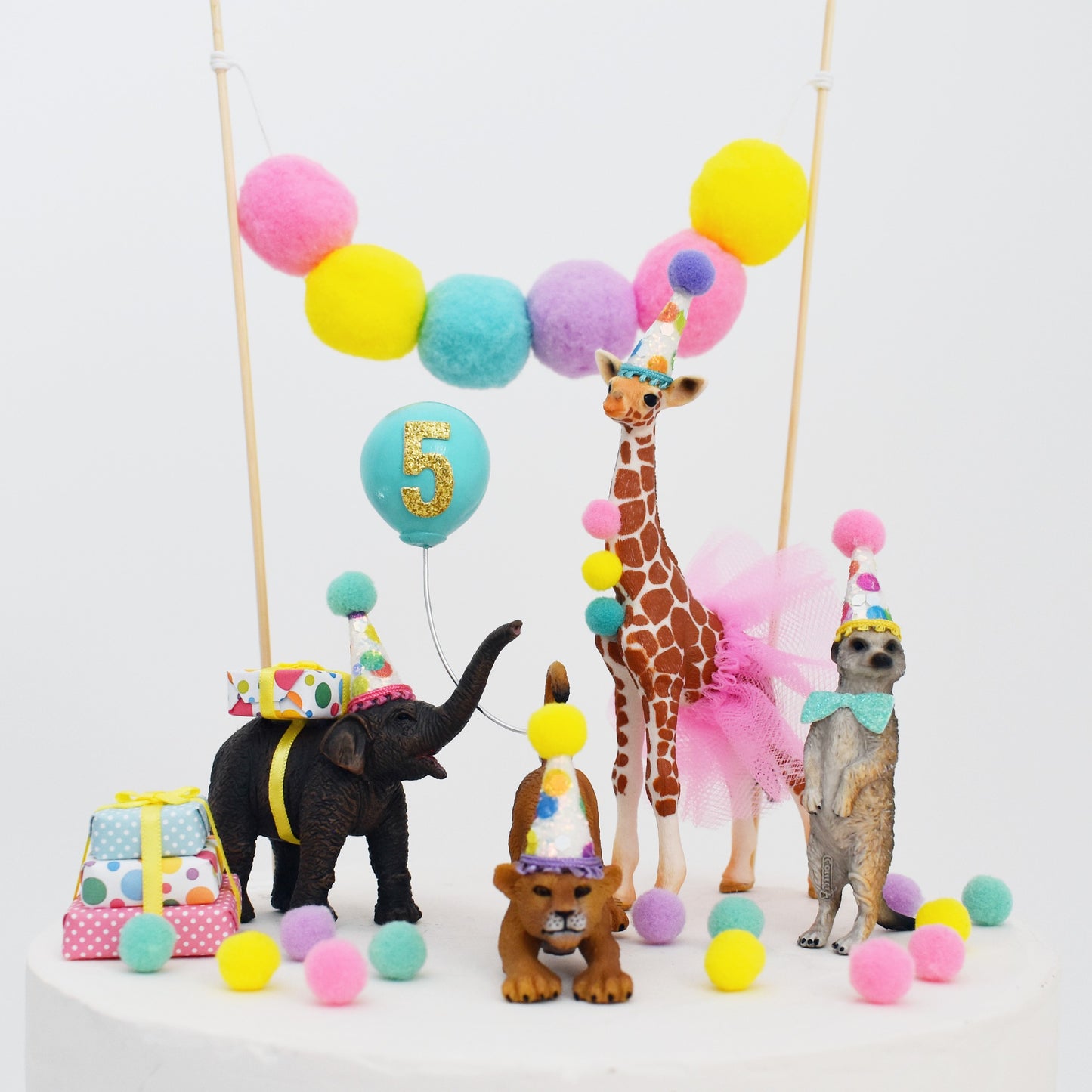 Rainbow Safari Animal Cake Toppers