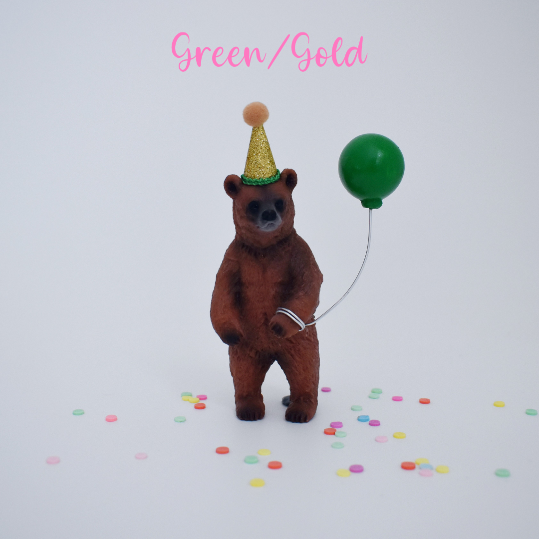 green gold bear cake topper