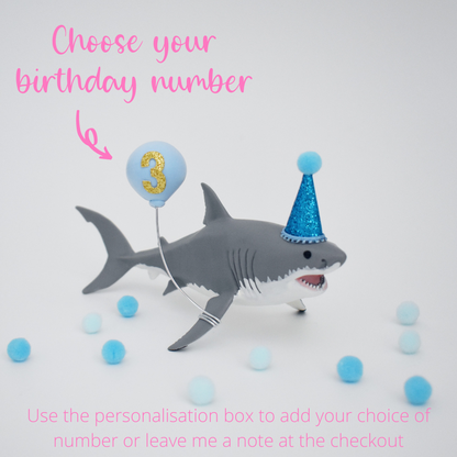 shark with blue party hat