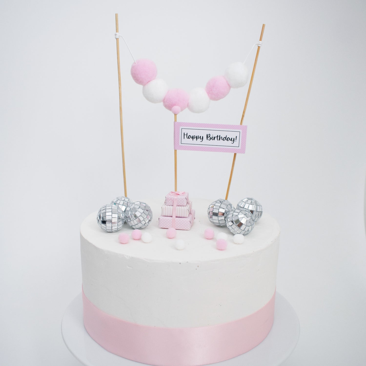 Pink Mini Disco Balls Silver Mini Disco Balls Cupcake / Cake
