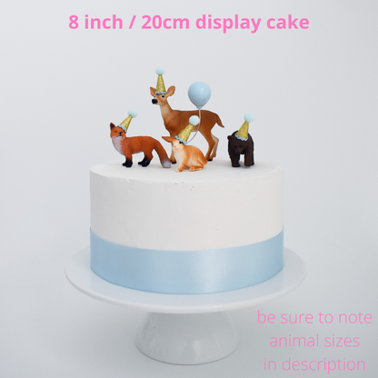 READY TO POST  Set of 4 Woodland Cake Toppers, Blue