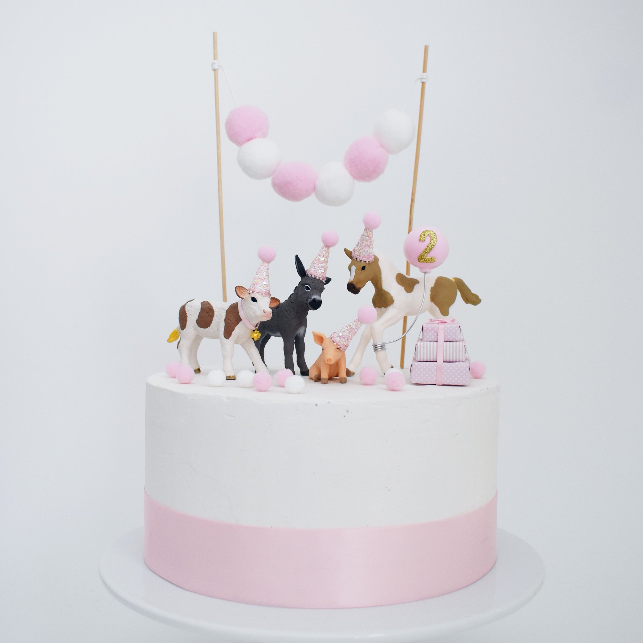 Farm Animal Cake Toppers: Pony Calf Donkey Piglet in pink – Little Miss ...