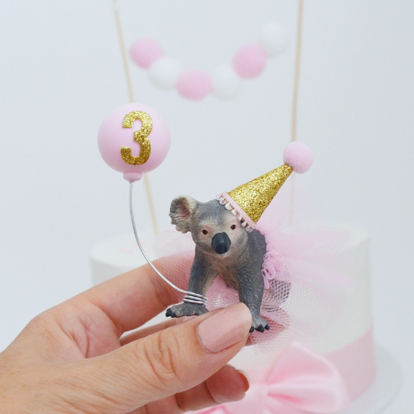 cake topper animal pink gold koala
