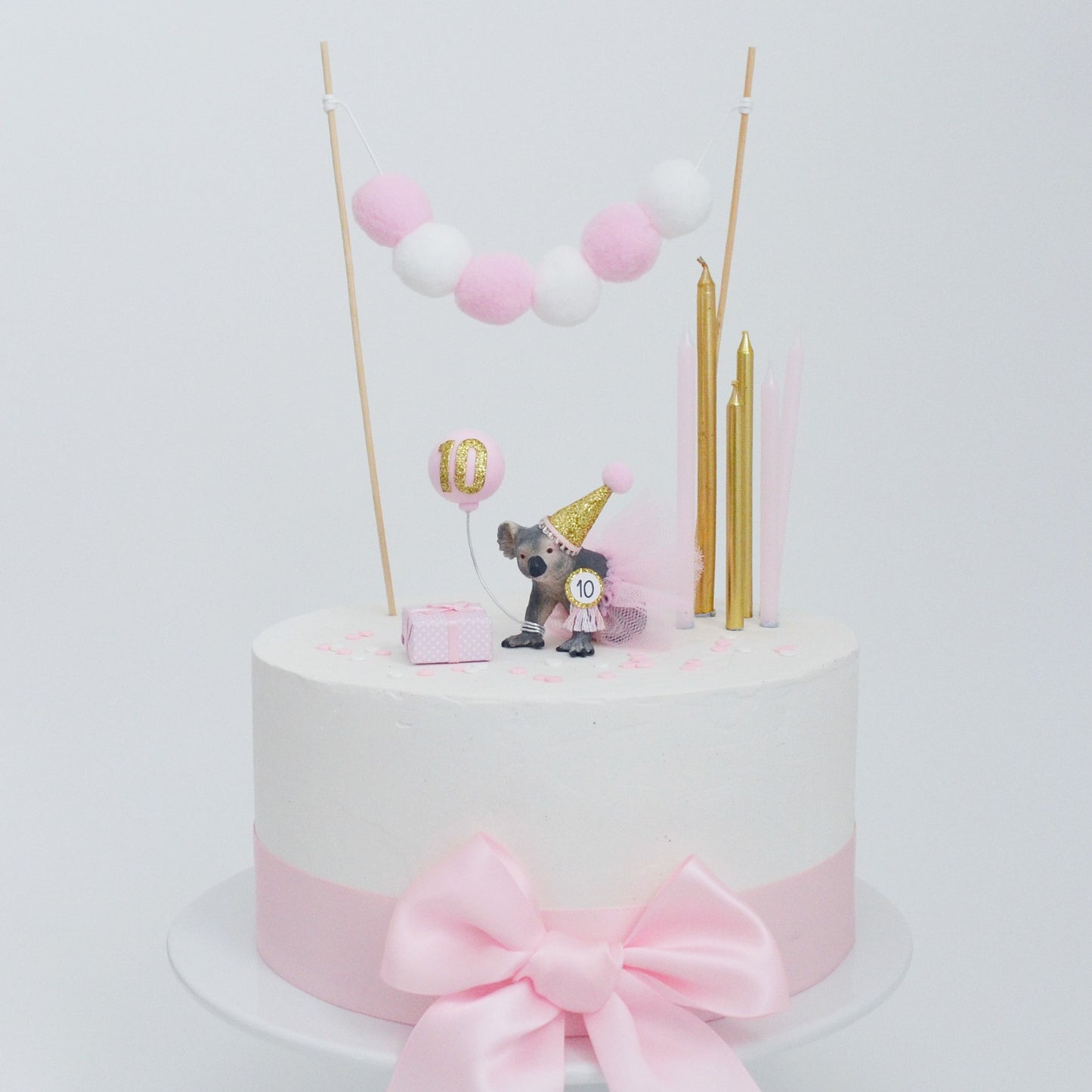 cake topper animal pink gold koala