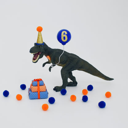T-Rex Dinosaur Cake Topper, Blue & Orange