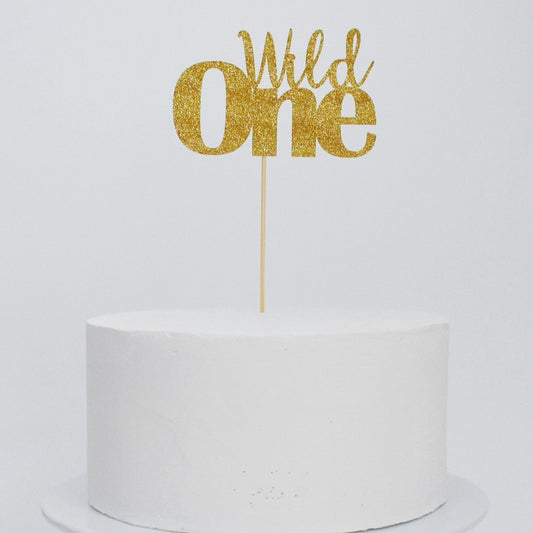 gold wild one cake topper